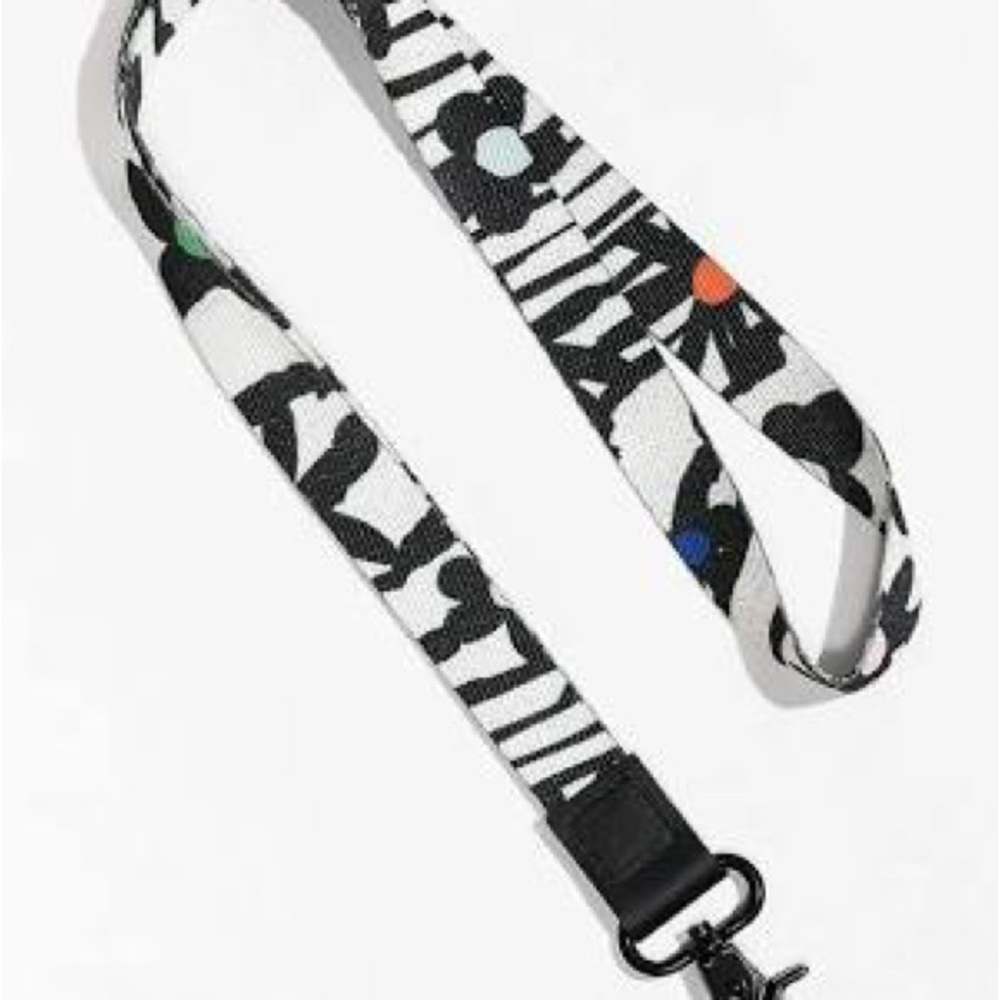THREAD NECK LANYARD Great For Keys, ID, Cruises NEW BLACK/WHITE